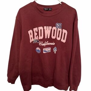 Vinyl Icons Women's Pullover Sweatshirt Red Size Large Long Sleeve California